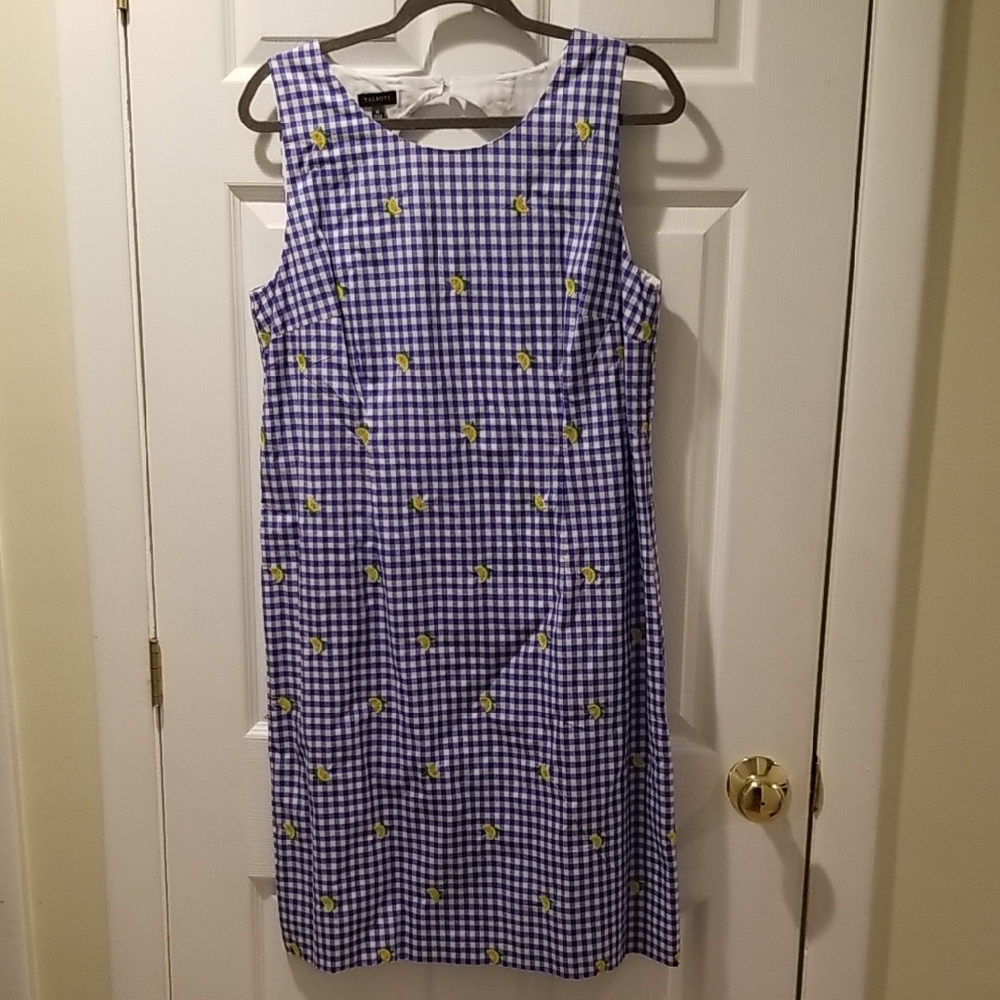 Talbots Blue and Yellow Gingham Midi Dress